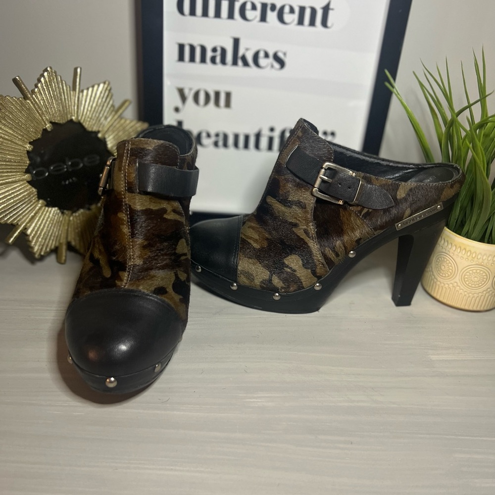 BCBG Animal Skin Camo Clogs